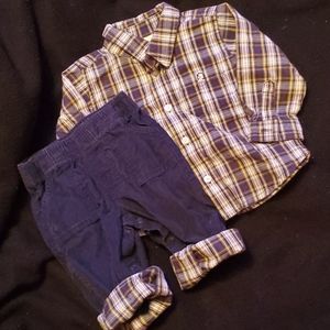 Baby Boys 6-12 mo Flannel Shirt & Corduroy Outfit